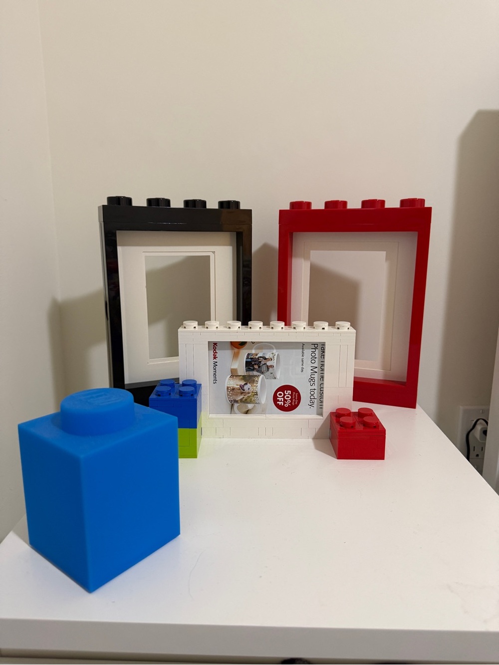 Lego Photo Frames and Blocks - Blue, Red, Black, White, Green and 3 wall hanger